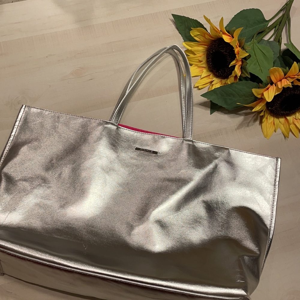 Clinique Silver & PINK Shoulder Purse / Tote